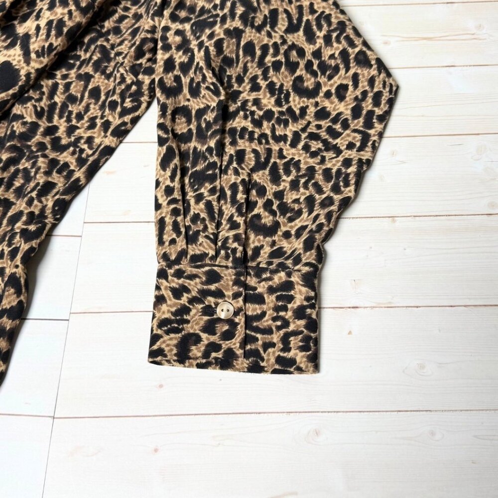 Leopard Print Collared Long Sleeve Button Up Shirt Plus Size 16W Mobwife Office - Picture 12 of 12